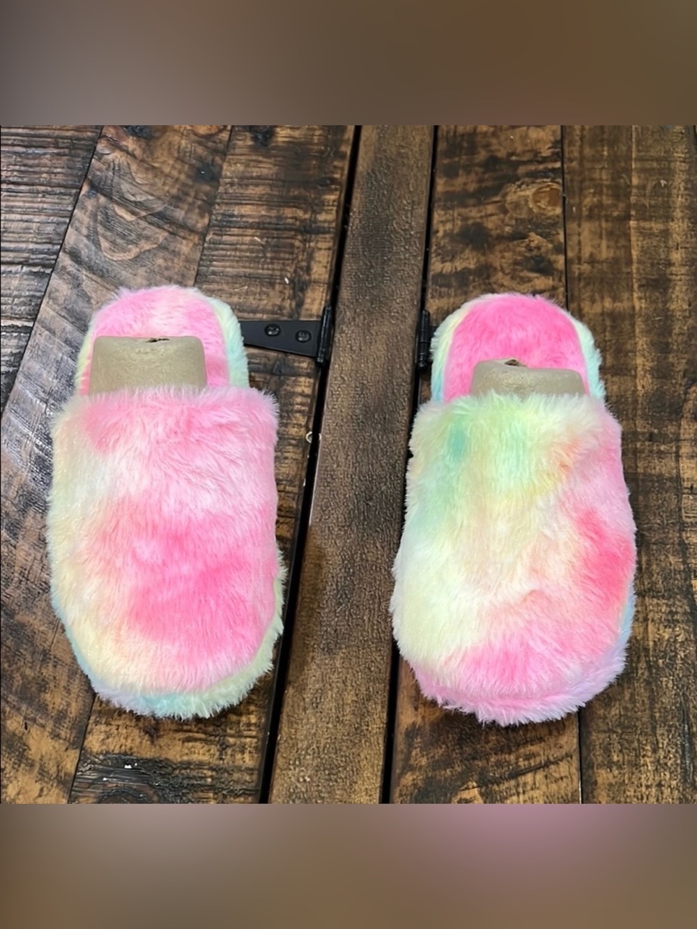 Tie dye Colorful Fuzzy Slippers 5/6